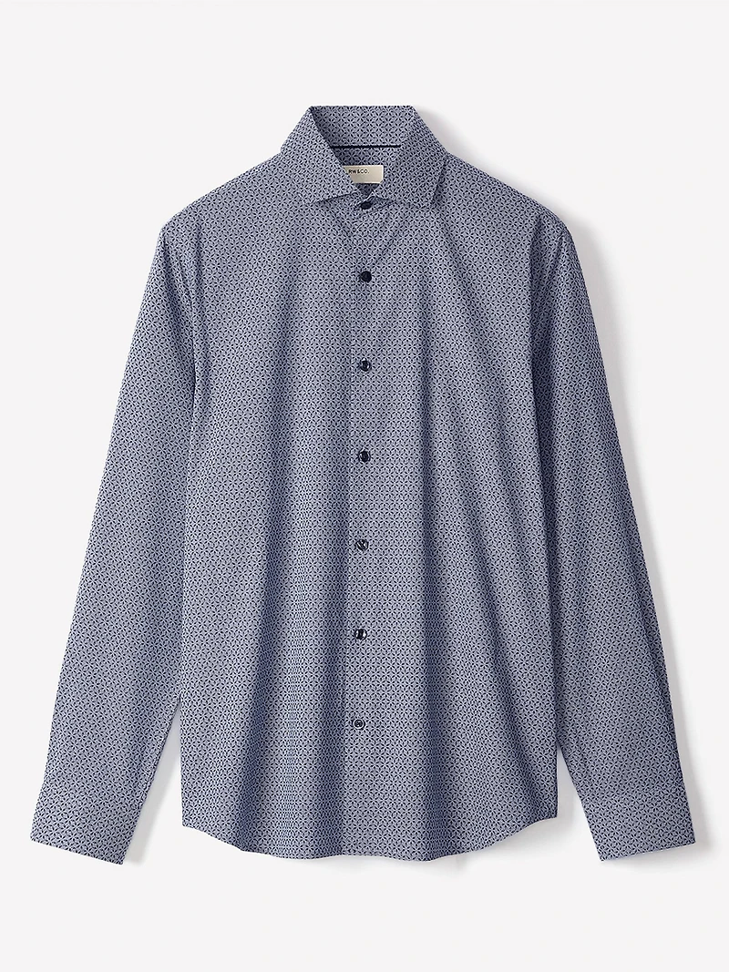 Chemise Habillée à Coupe Régulière Micro Imprimé Géométrique