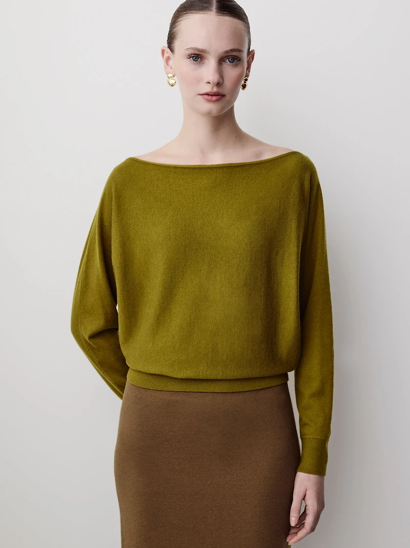 Long-Sleeve Off-the-Shoulder Merino-Wool Sweater