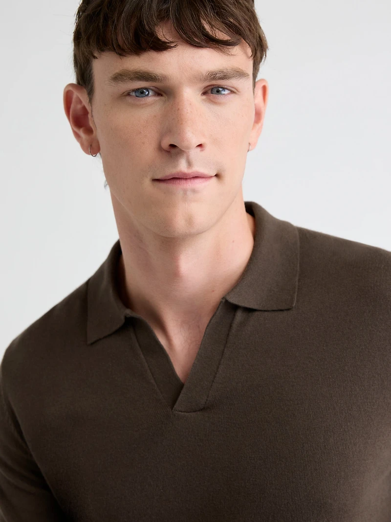 Long-Sleeve Sweater with Johnny Collar