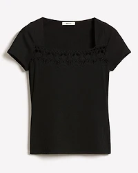 Short-Sleeve Square-Neck Ribbed Top