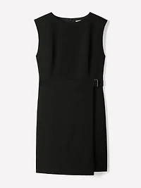 Cap-Sleeve Crew-Neck Belted Mini Dress