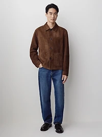 Suede Jacket with Shirt Collar