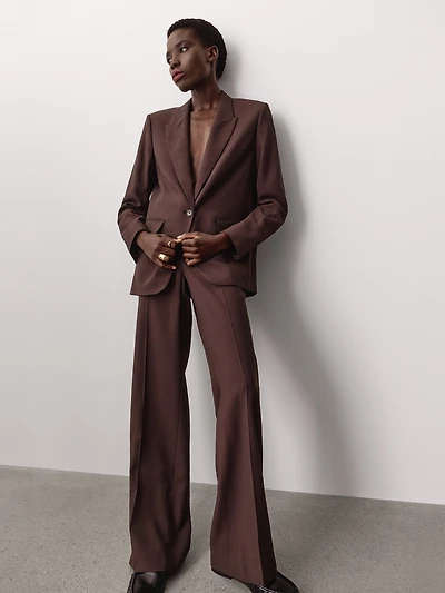 Pantalon à Jambe Large et Taille Haute