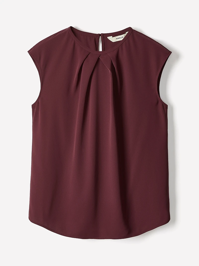 Cap-Sleeve Crew-Neck Blouse