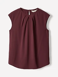 Cap-Sleeve Crew-Neck Blouse