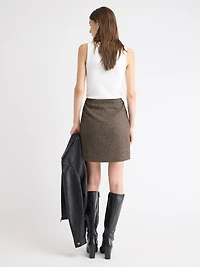 Straight Herringbone Mini Skirt
