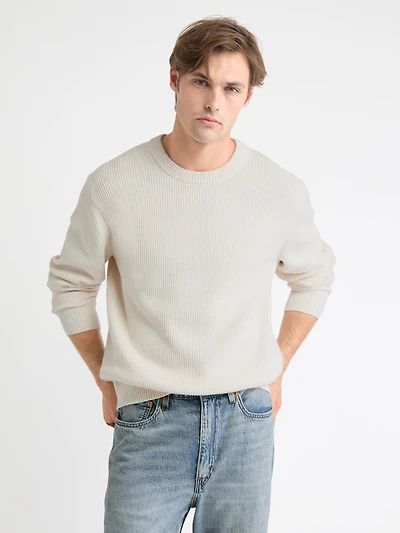 Cashmere-Blend Long-Sleeve Crew-Neck Sweater