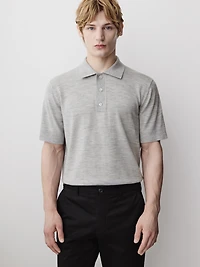 Merino-Wool Short-Sleeve Polo Sweater