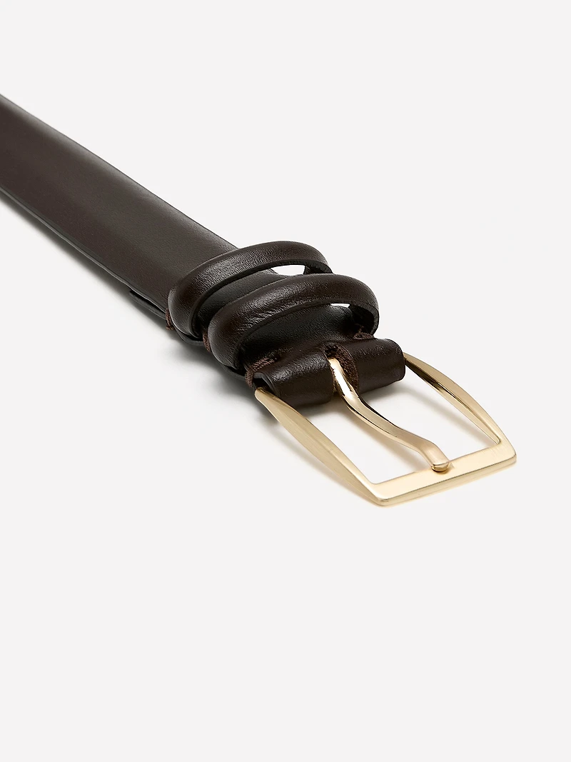 Leather Trouser Belt with Square Buckle