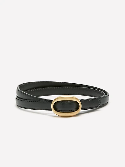 Ceinture Étroite en Cuir avec Boucle Coulissante