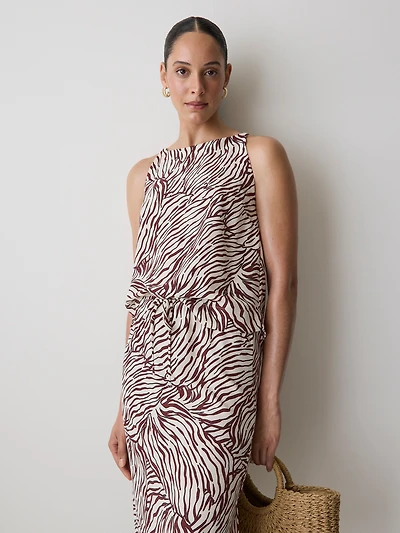 Blouse Sans Manches à Col Rond