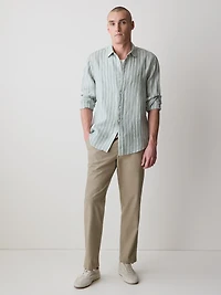 Linen-Blend Pants with Elastic Waistband and Drawstring