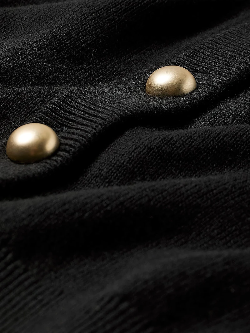 Long-Sleeve Short Cardigan with Chest Pockets