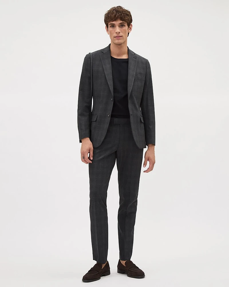 Slim-Fit Dark Grey Checkered Suit Blazer