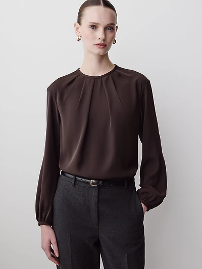 Long-Sleeve Crew-Neck Blouse