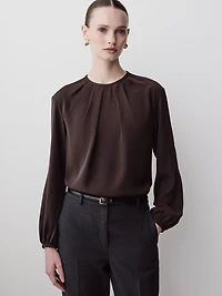 Long-Sleeve Crew-Neck Blouse