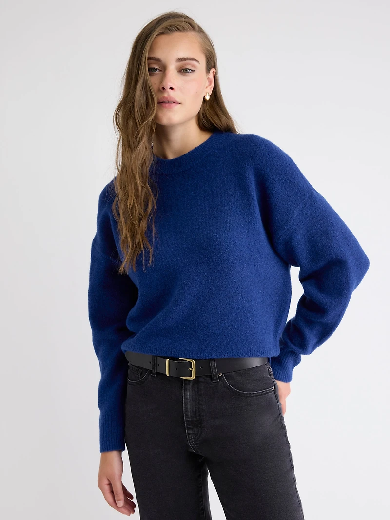 Long-Sleeve Crew-Neck Loose Sweater