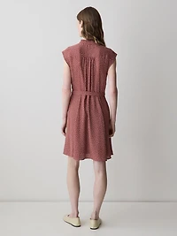 Sleeveless Mock-Neck Buttoned-Down Mini Dress