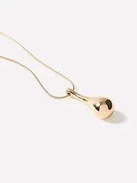 Long Necklace with Sculptural Metal Pendant