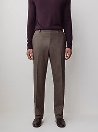Tailored-Fit Striped Brown Wool Suit Pant