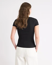 Short-Sleeve Square-Neck Ribbed Top