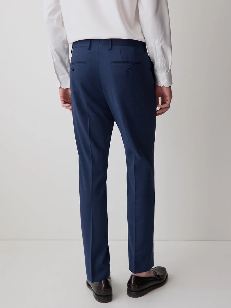 Pantalon de Complet Bleu en Laine à Coupe Ajustée
