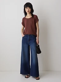 Cap-Sleeve Tape-Yarn Sweater