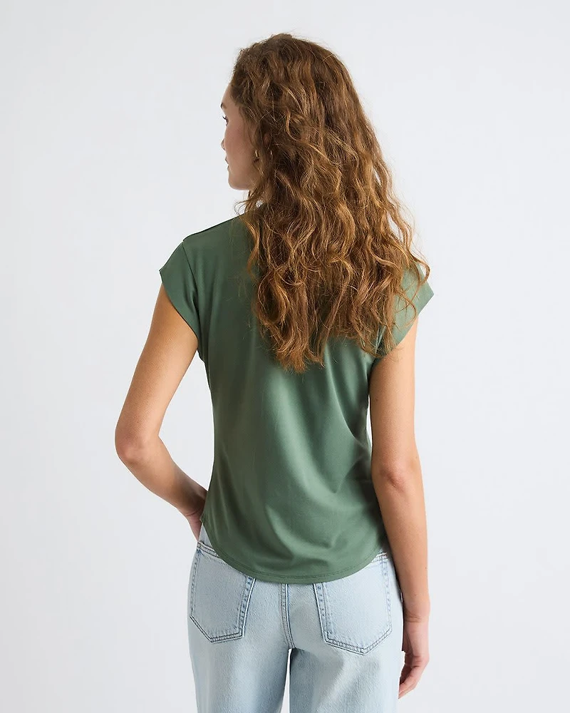 T-Shirt Classique à Manches Courtes et Col V