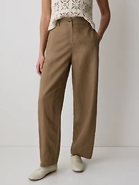 Twill High-Rise Barrel Pant