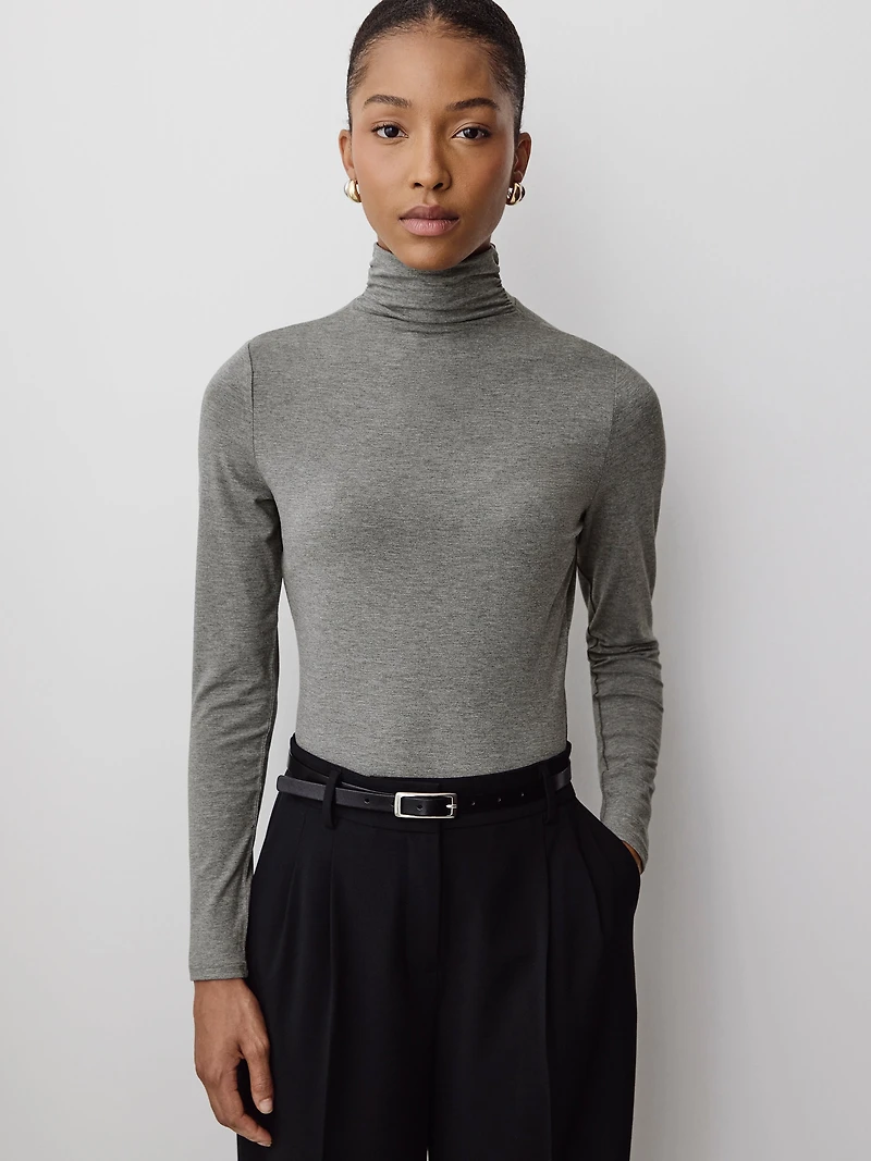 Long-Sleeve Mock-Neck Top