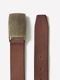 Leather Belt with Plate Buckle