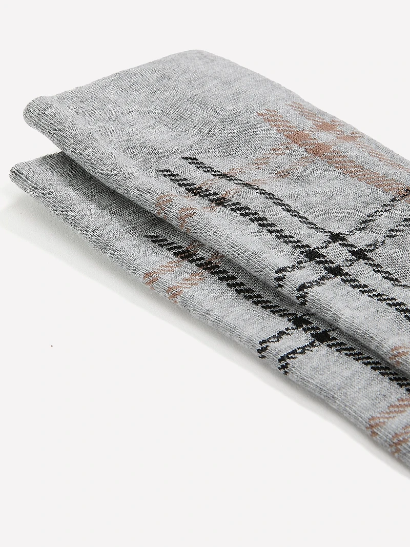 Bas Mi-Mollet à Motif Carreauté