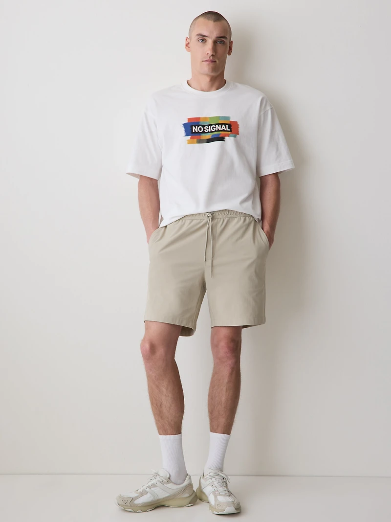 Oversized Short-Sleeve Crew-Neck Tee with Print