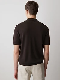 Merino-Wool Short-Sleeve Polo Sweater