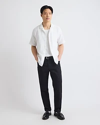 Short-Sleeve Solid Shirt with Camp Collar