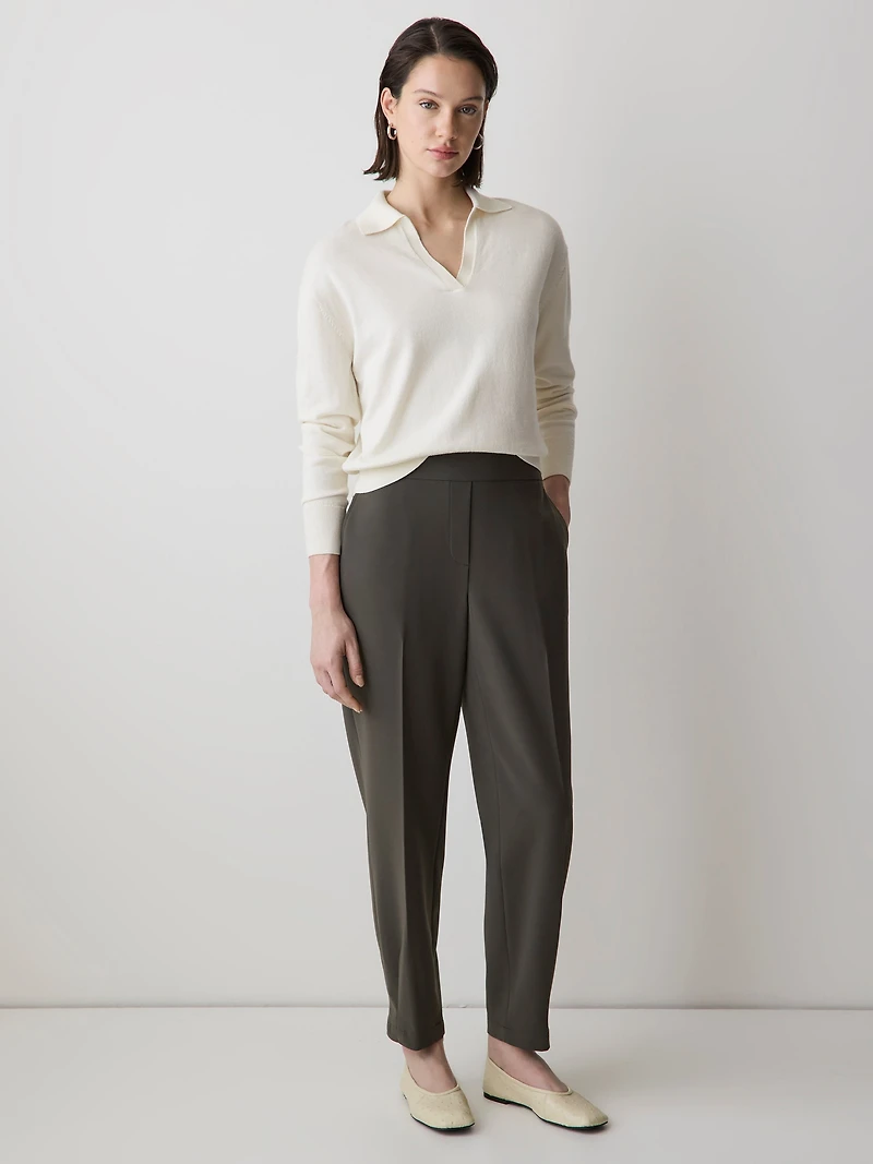 Polo à Manches Longues en Mélange de Laine