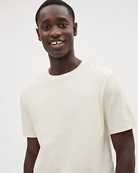 T-Shirt Uni à Col Rond en Coton Interlock Raffiné