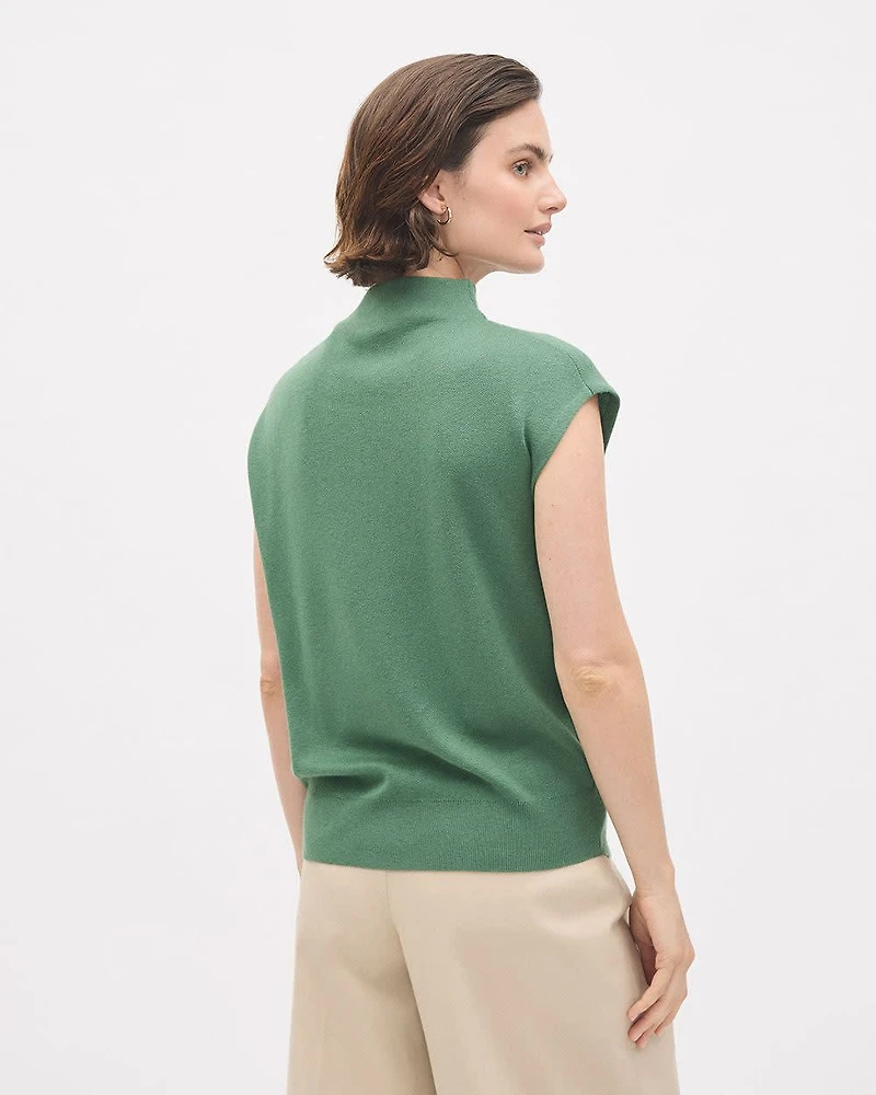 Pull Sans Manches à Col Montant avec Boutons l'Épaule