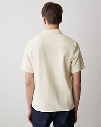 Short-Sleeve Textured Shirt with Camp Collar
