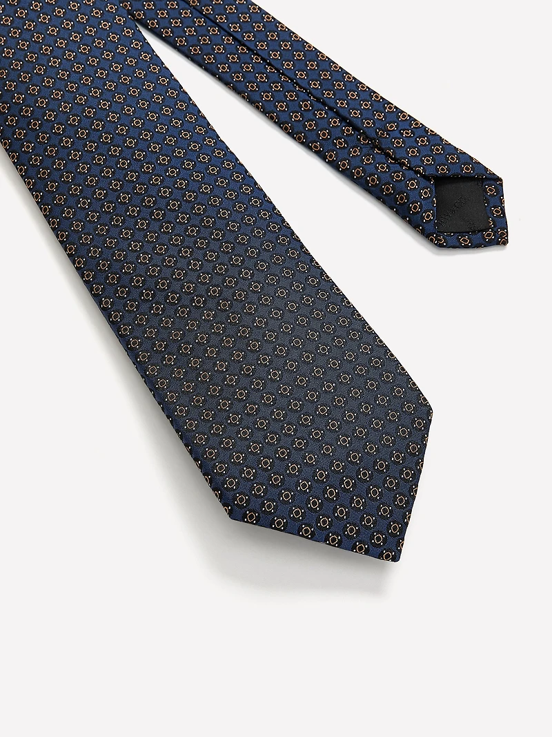 Cravate Régulière Marine à Motif Géométrique
