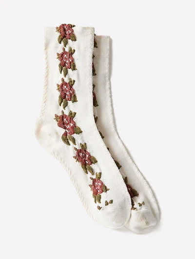Bas Mi-Mollet à Motif Floral Texturé