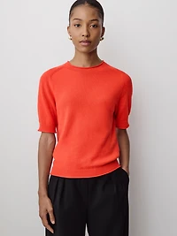 Short-Sleeve Mock-Neck Sweater