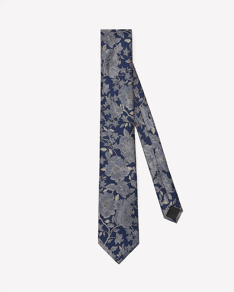 Cravate Régulière Bleue avec Motif Floral