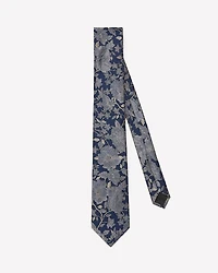 Cravate Régulière Bleue avec Motif Floral