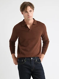 Long-Sleeve Sweater with Johnny Collar