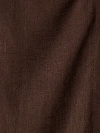 Linen-Blend Straight Midi Skirt with Wrap Front