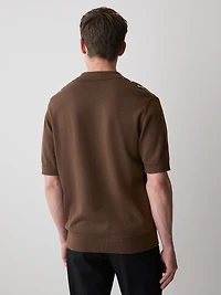 Pull Rayé à Manches Courtes et Col Johnny