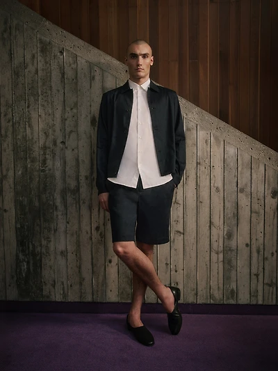 Short Plissé en Mélange de Lin