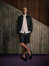 Short Plissé en Mélange de Lin