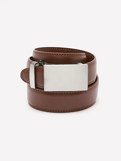 Leather Belt with Plate Buckle